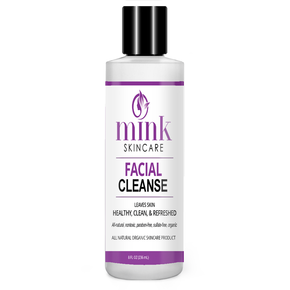 Facial Cleanse bottles on white background.